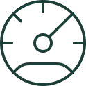 Black dashboard speedometer icon with pointer