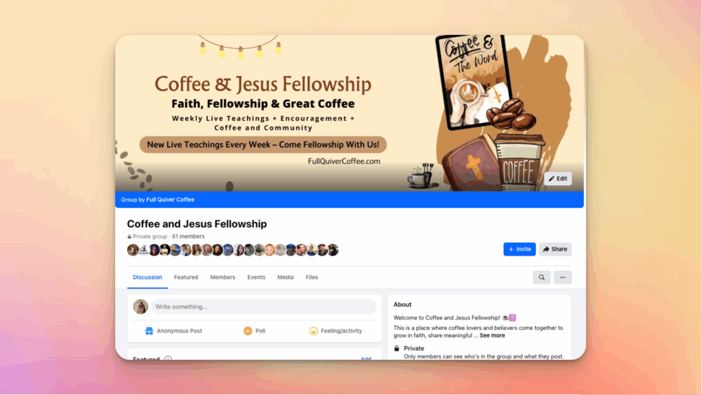 Coffee and Jesus Fellowship group banner